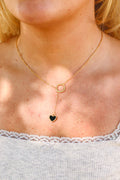 18K Gold Heart Drop Necklace