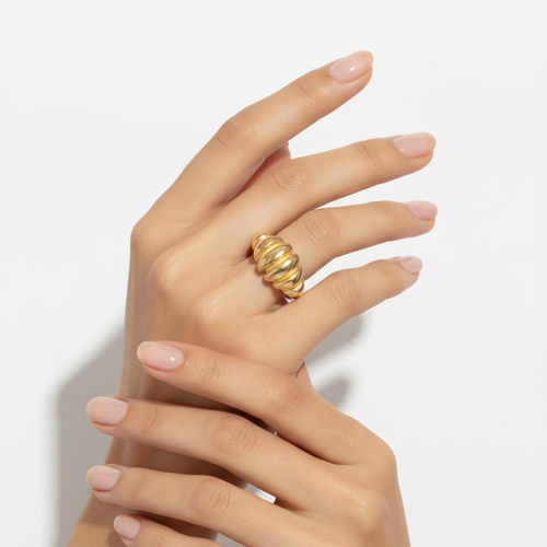 Gold Ribbed Ring - Hand Styled